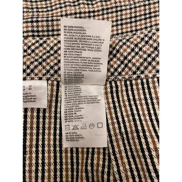 H&M Divided Side Button Plaid Cotton Hounds Tooth Skirt Size 10 - Picture 6 of 7